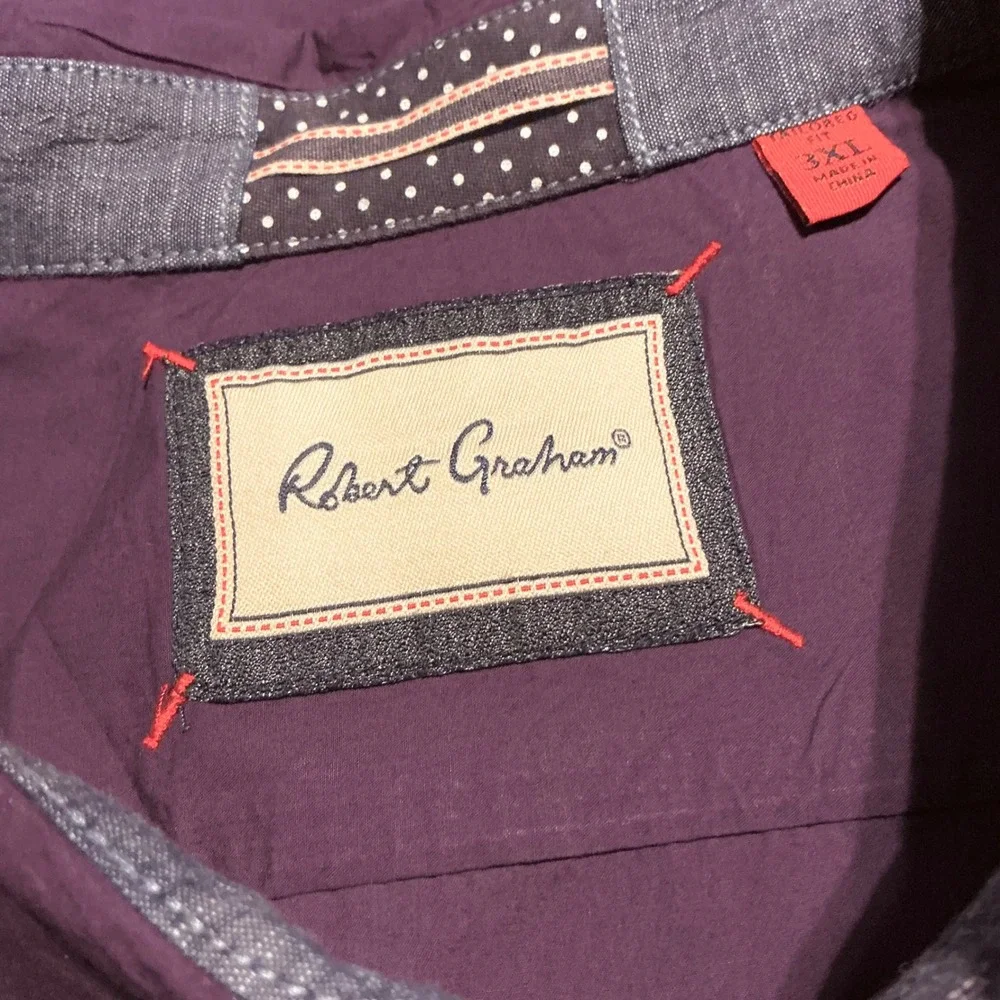 Robert Graham Mens 3XL Button Down Shirt Long Sleeve‎ Purple Designer EUC